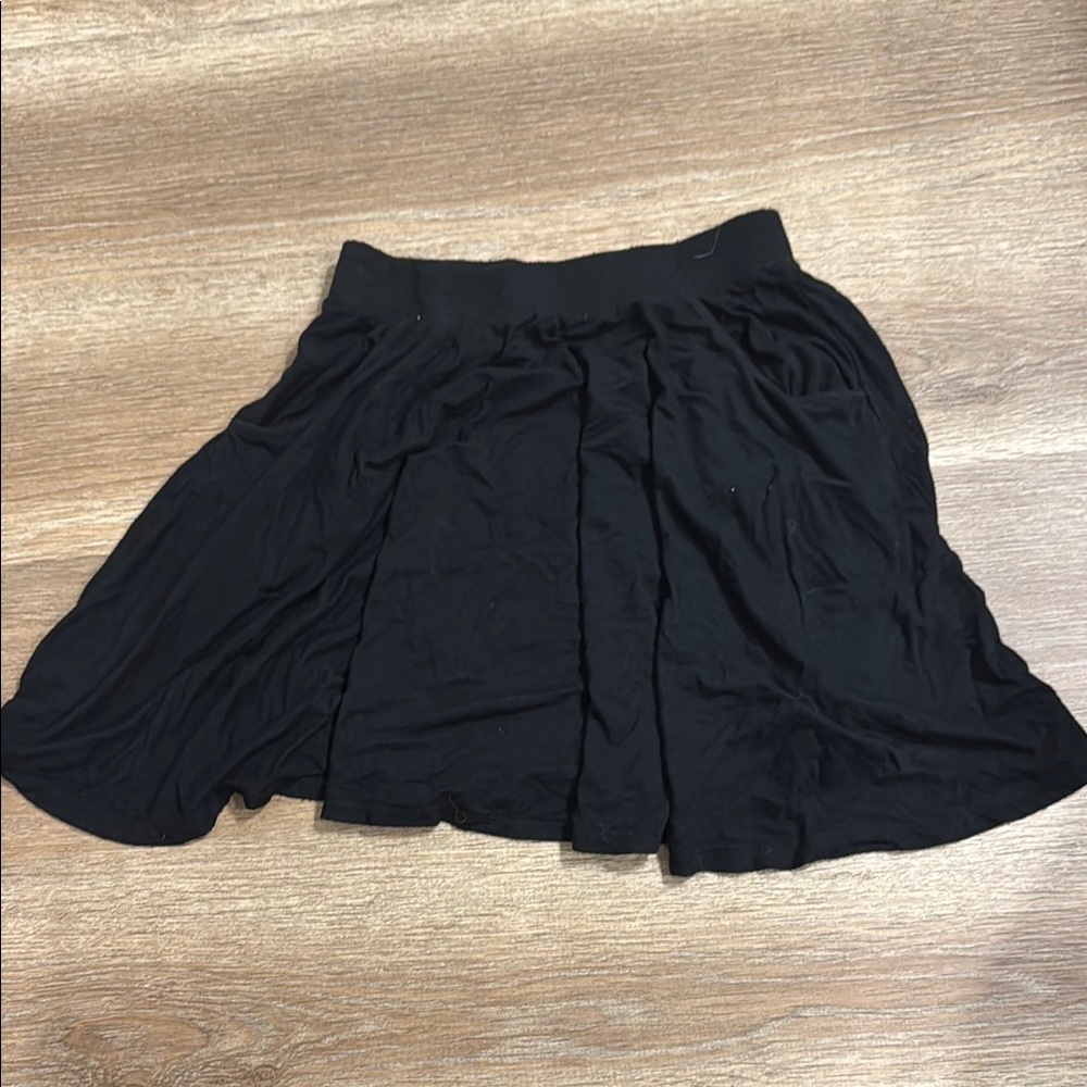 SO Black Ruched Skater Mini Skirt